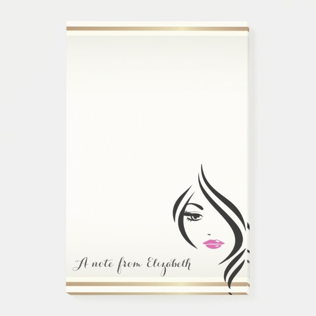Notas Post-it® Chica elegante femenina con estilo (Anverso)
