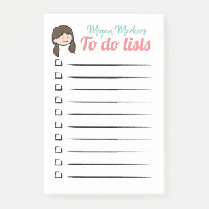 Notas Post-it® Chica en listas de Ponytails para hacer