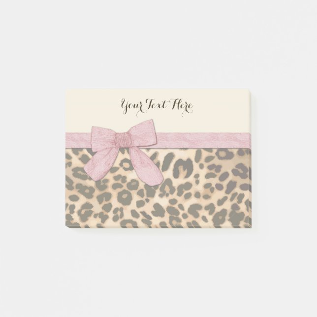 Notas Post-it® Chica Leopard Print Baby Pink Bow (Anverso)