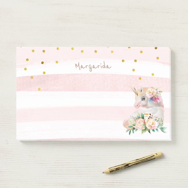 Notas Post-it® Chica mágico de unicornio (En escritorio)