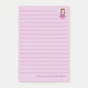Notas Post-it® Chica Princesa Bonita Personalizada Rosa Rayada