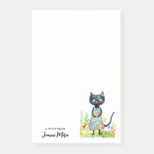 Notas Post-it® Chica Springtime Cat Naranja amarillo Vestido flor