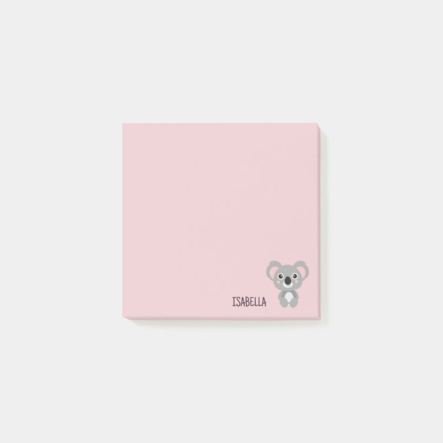 Notas Post-it® Chicas cortos Koala llevan rosa personalizado (Anverso)