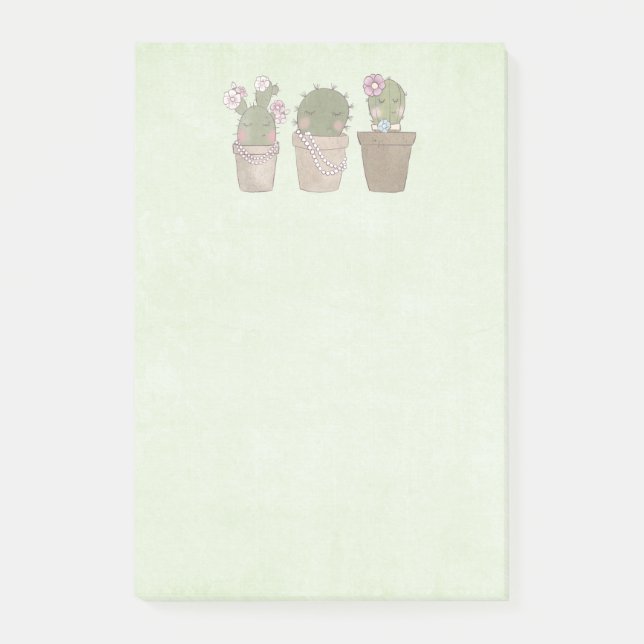 Notas Post-it® Chicas Cute Cactus Con Joyería (Anverso)