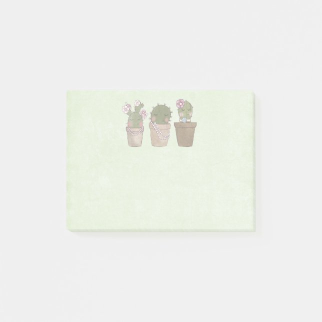 Notas Post-it® Chicas Cute Cactus Con Joyería (Anverso)