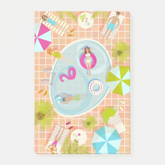 Notas Post-it® Chicas de bikini y chicos jugando al billar (Anverso)