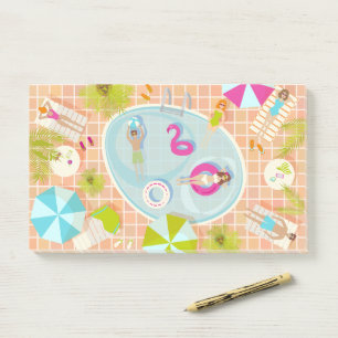 Notas Post-it® Chicas en bikini y chicos jugando juego de piscina