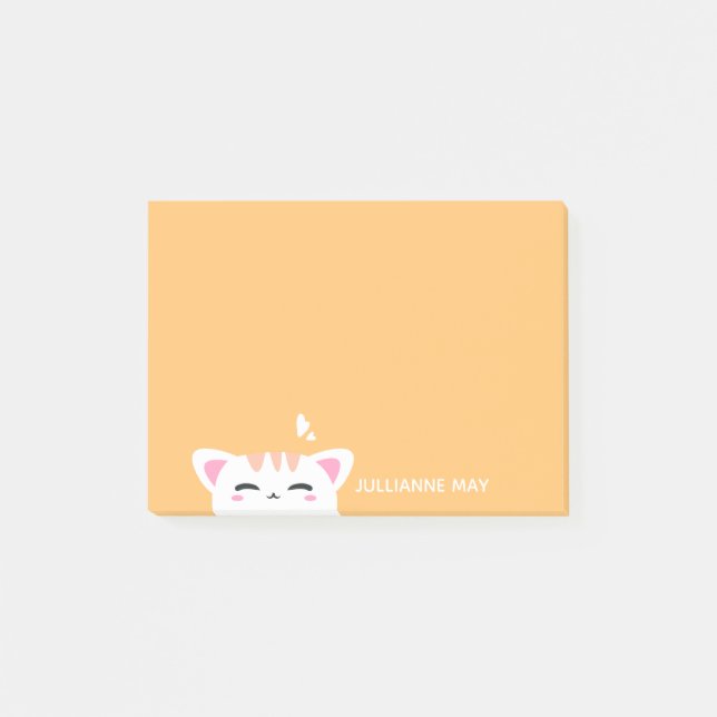 Notas Post-it® Chicas Nombre Pastel Yellow Cute Kitty (Anverso)