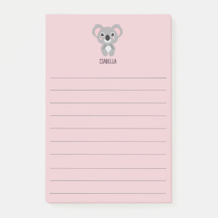 Notas Post-it® Chicas rosados de la cúpula Koala nombre del oso