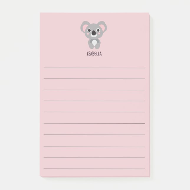 Notas Post-it® Chicas rosados de la cúpula Koala nombre del oso (Anverso)