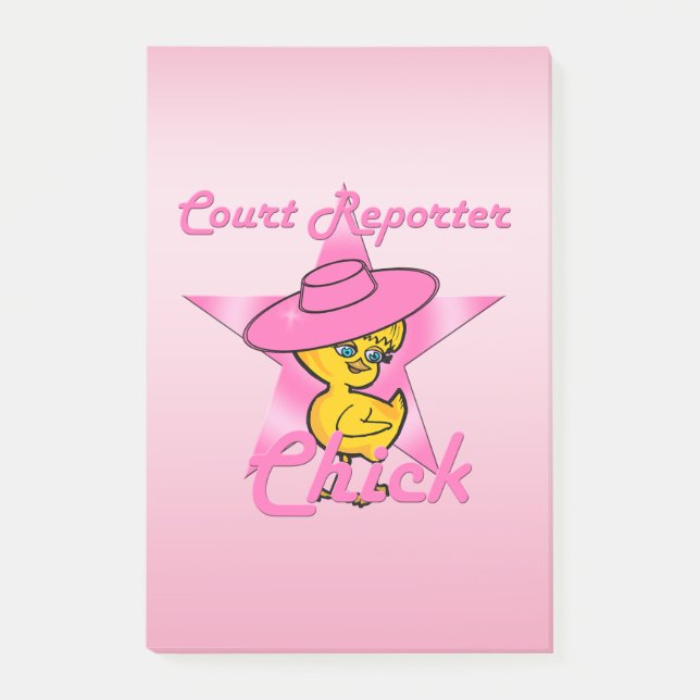 Notas Post-it® Chick reportero del tribunal #8 (Anverso)