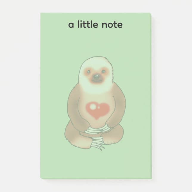 Notas Post-it® Chill Sloth con el corazón brillante (Anverso)