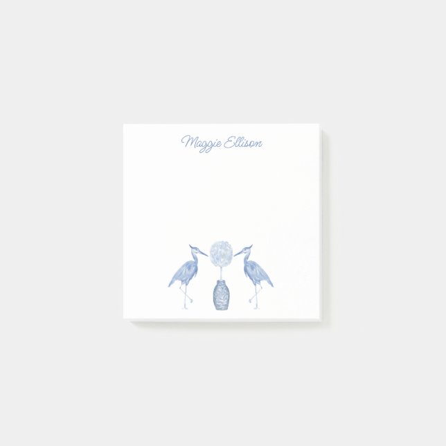 Notas Post-it® Chinoiserie acuarela Topiary Blue Heron (Anverso)