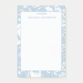 Notas Post-it® Chinoiserie azul y blanco con nombre personalizado