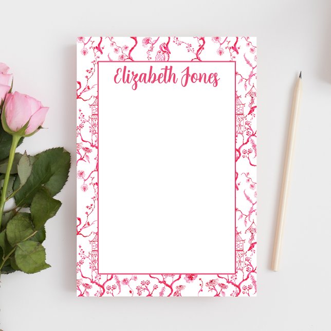 Notas Post-it® Chinoiserie rosada personalizado, pagoda del milen (Subido por el creador)