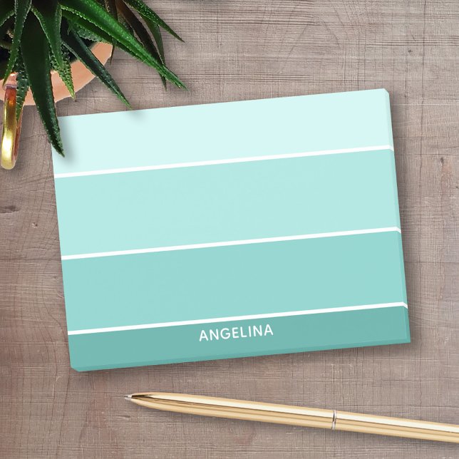 Notas Post-it® Chips de pintura de Aqua verde azuladas - Añadir s (Personalized Post-It Notes - add you name or other text)