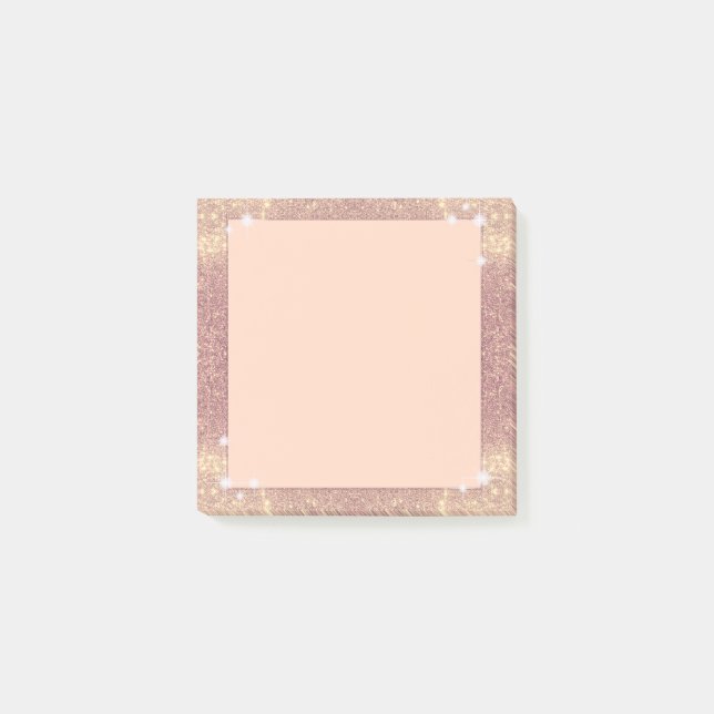 Notas Post-it® Chispa subió purpurina rosado del oro falsa (Anverso)