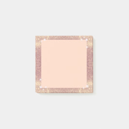 Notas Post-it® Chispa subió purpurina rosado del oro falsa