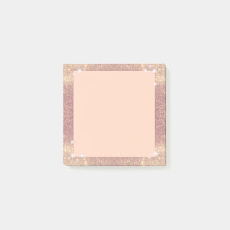 Notas Post-it® Chispa subió purpurina rosado del oro falsa