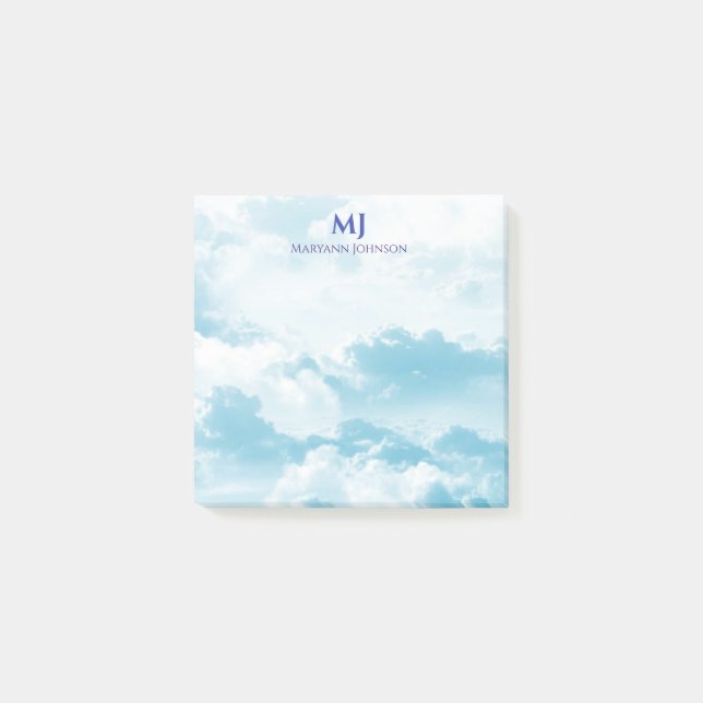Notas Post-it® Cielo azul bonito con nubes personalizadas (Anverso)