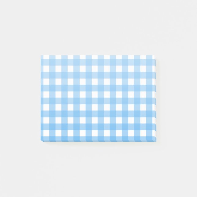 Notas Post-it® Cielo azul gingham (Anverso)