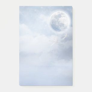 Notas Post-it® Cielo azul mágico con cisnes voladores