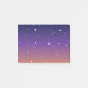 Notas Post-it® Cielo de estrellas morado y dorado