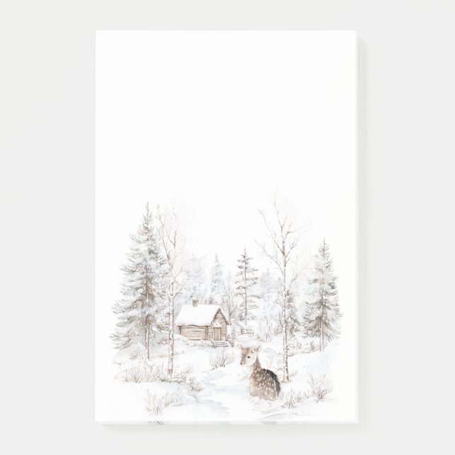 Notas Post-it® Ciervo del bosque invernal  (Anverso)