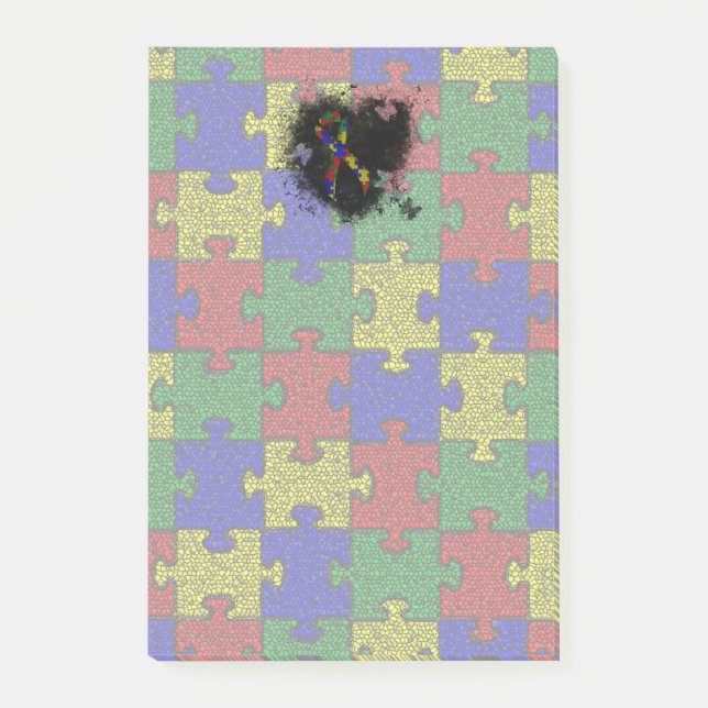 Notas Post-it® Cinta de rompecabezas Corazón de Grunge (Anverso)