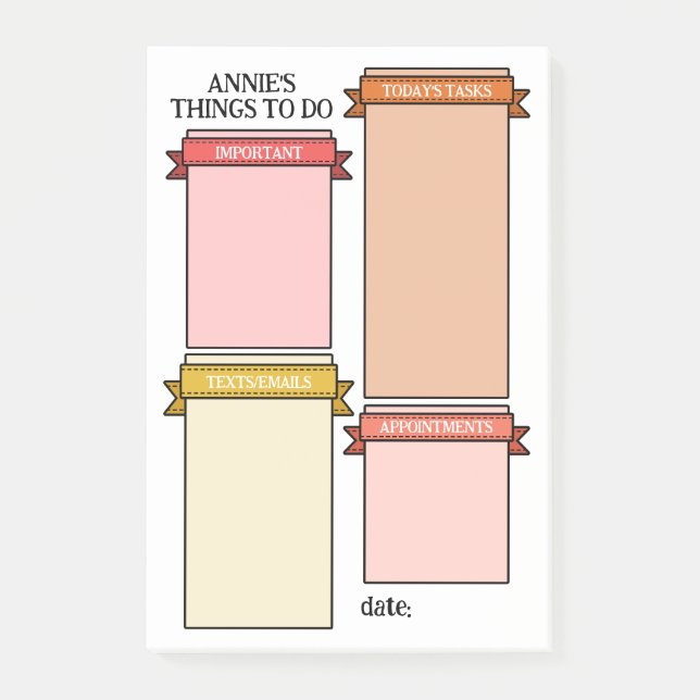 Notas Post-it® Cintas De Cinta De Cinta De Color Amarillo Rosa (Anverso)