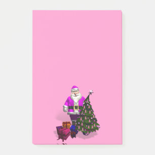 Notas Post-it® Cintas rosadas de Santa Claus