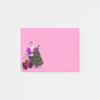 Notas Post-it® Cintas rosadas de Santa Claus