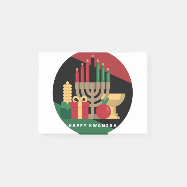 Notas Post-it® círculo Feliz Kwanzaa (Anverso)