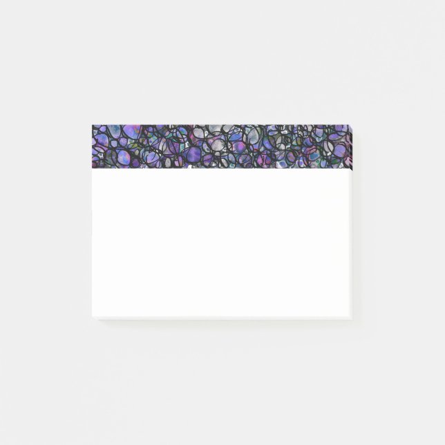 Notas Post-it® Círculos abstractos dibujados a mano, azul, morado (Anverso)