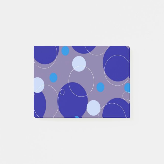 Notas Post-it® Círculos azules retro y ovaciones Royal Periwinkle (Anverso)