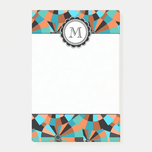 Notas Post-it® Círculos futuristas frescos en naranja y (Anverso)