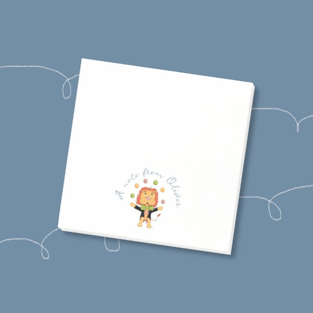 Notas Post-it® Circus Juggling Lion Kid Small Post-It Notes (Circus juggling lion kid personalized sticky notes .)