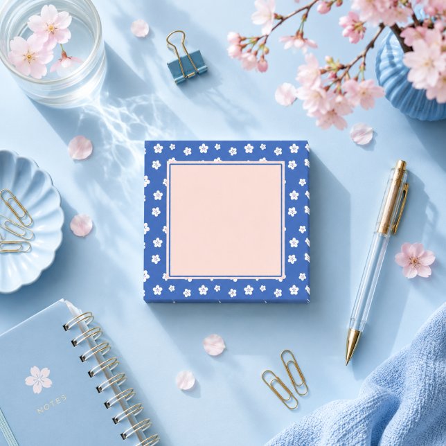 Notas Post-it® ciruela japonesa floral azul kawaii (Subido por el creador)