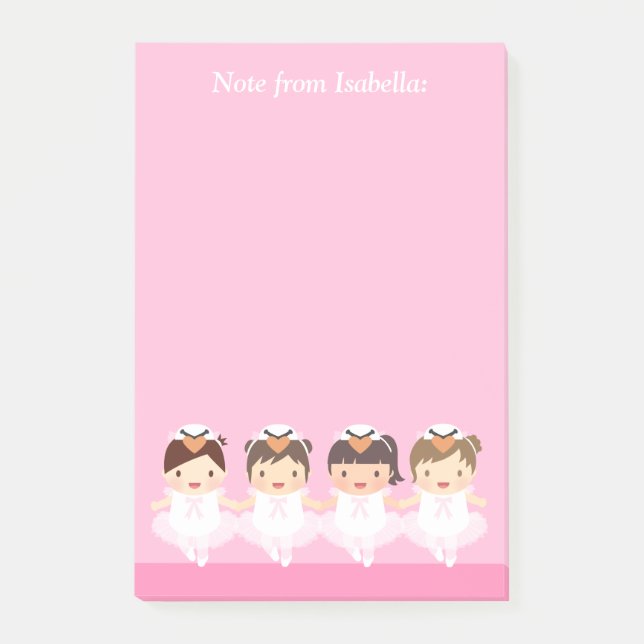 Notas Post-it® Cisne Bonito Ballet Bailarina Para Niñas (Anverso)