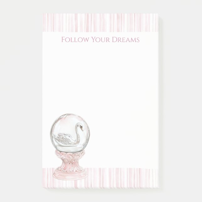 Notas Post-it® Cisne de Rayas Rosadas   (Anverso)