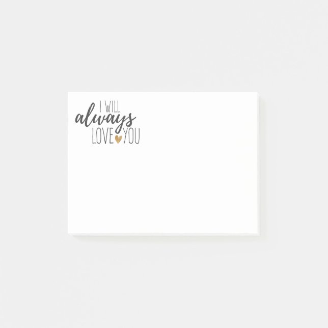 Notas Post-it® Cita de amor tipografía blanca negra (Anverso)