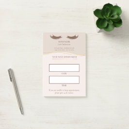 Notas Post-it® Cita de pestañas beige y dorada elegante