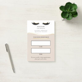 Notas Post-it® Cita de pestañas beige y dorado elegante