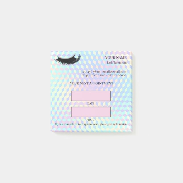 Notas Post-it® Cita de pestañas holográficas (Anverso)