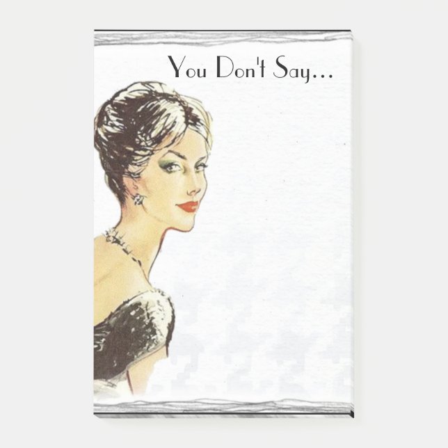 Notas Post-it® Cita de sarcasmo retro de mujer ventilado (Anverso)