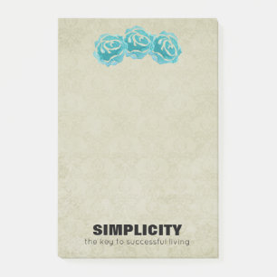 Notas Post-it® Cita de tipografía de simplicidad con Rosas Verde