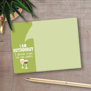 Notas Post-it® Cita de vino divertida - Bebo vino en mi patio