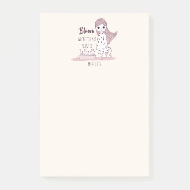 Notas Post-it® Cita motivacional "Bloom Where You Are Planted" (Anverso)