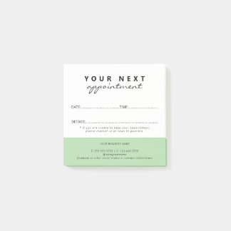 Notas Post-it® Cita Simple Elegante Verde Blanco Salón