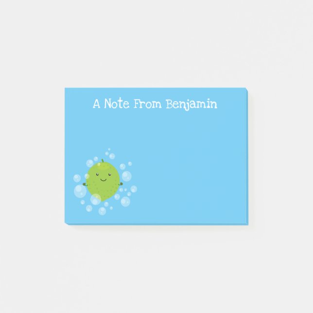 Notas Post-it® Cítricos de lima cúrcuma fruta personalizado verde (Anverso)